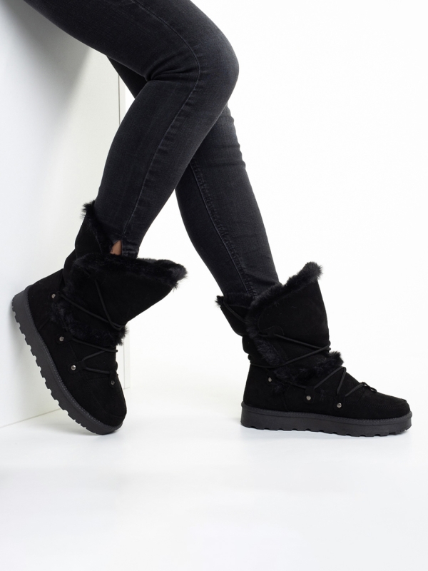 Γυναικείες μπότες μαύρες  από ύφασμα Phyllis - Kalapod.gr