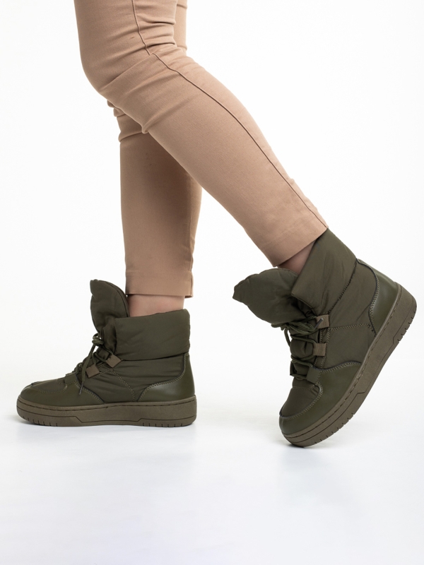 Γυναικείες μπότες πράσινες από ύφασμα  Cloelia, 4 - Kalapod.gr