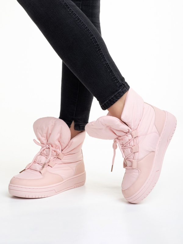 Γυναικείες μπότες ροζ από ύφασμα  Cloelia, 4 - Kalapod.gr
