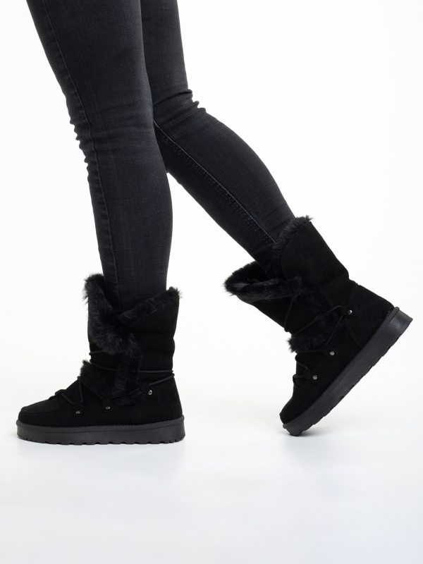 Γυναικείες μπότες μαύρες  από ύφασμα Phyllis, 5 - Kalapod.gr