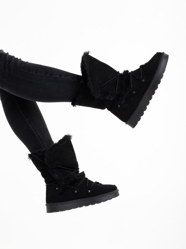 Γυναικείες μπότες μαύρες  από ύφασμα Phyllis, 6 - Kalapod.gr