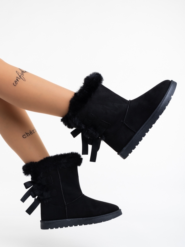 Γυναικείες μπότες μαύρα από ύφασμα Taryn, 4 - Kalapod.gr