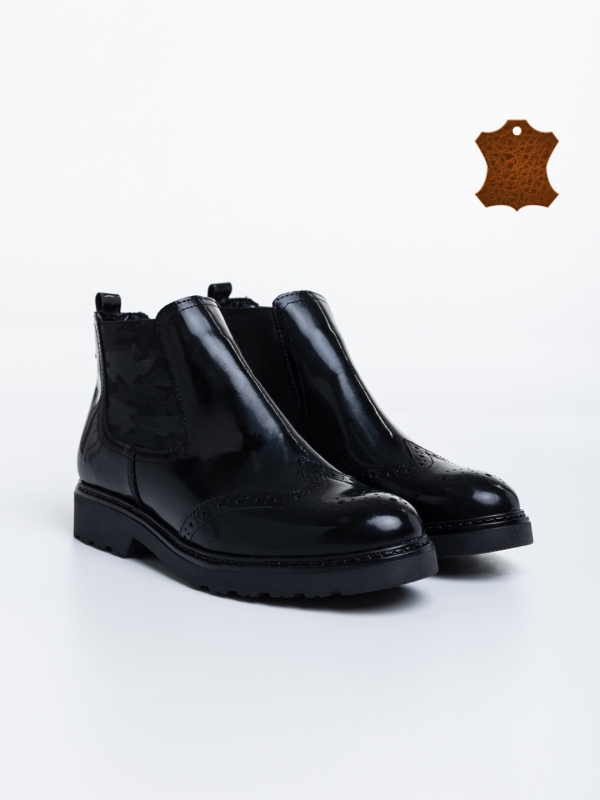 Γυναικεία μπότακια μαύρα από φυσικό δέρμα  Roselani - Kalapod.gr