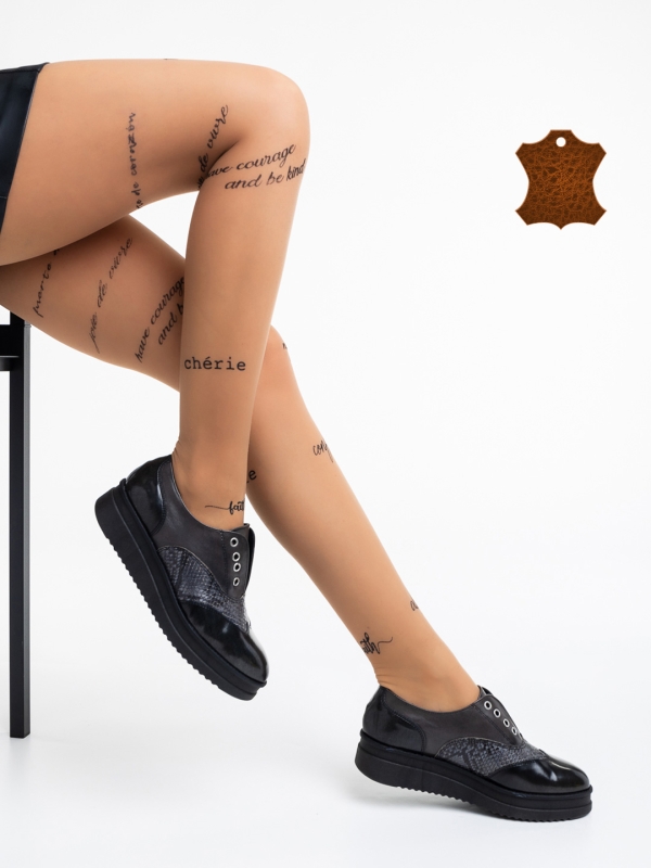 Γυναικεία casual παπούτσια μαύρα από φυσικό δέρμα  Enriqua - Kalapod.gr