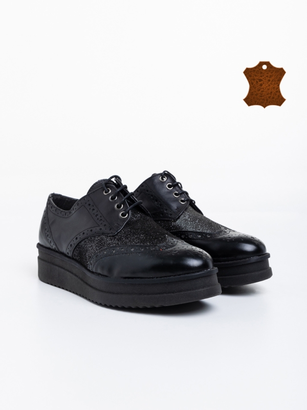 Γυναικεία casual παπούτσια μαύρα από φυσικό δέρμα  Loulou - Kalapod.gr