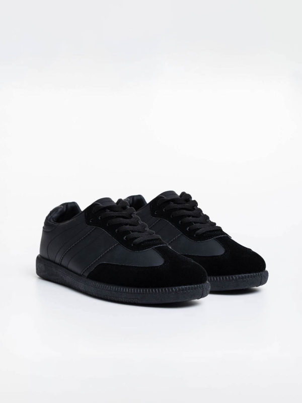 Ανδρικά αθλητικά παπούτσια μαύρα από οικολογικό δέρμα Silvius, 2 - Kalapod.gr