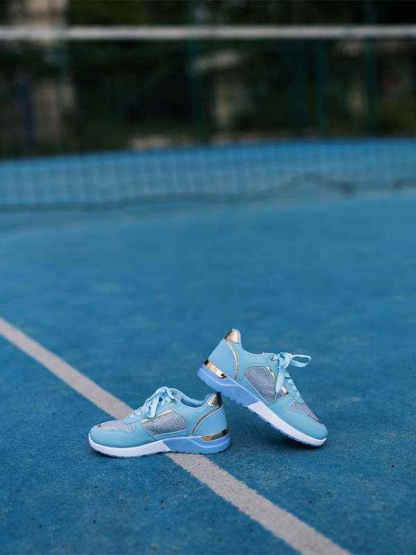 Γυναικεία αθλητικά παπούτσια μπλε από οικολογικό δέρμα Litsa - Kalapod.gr