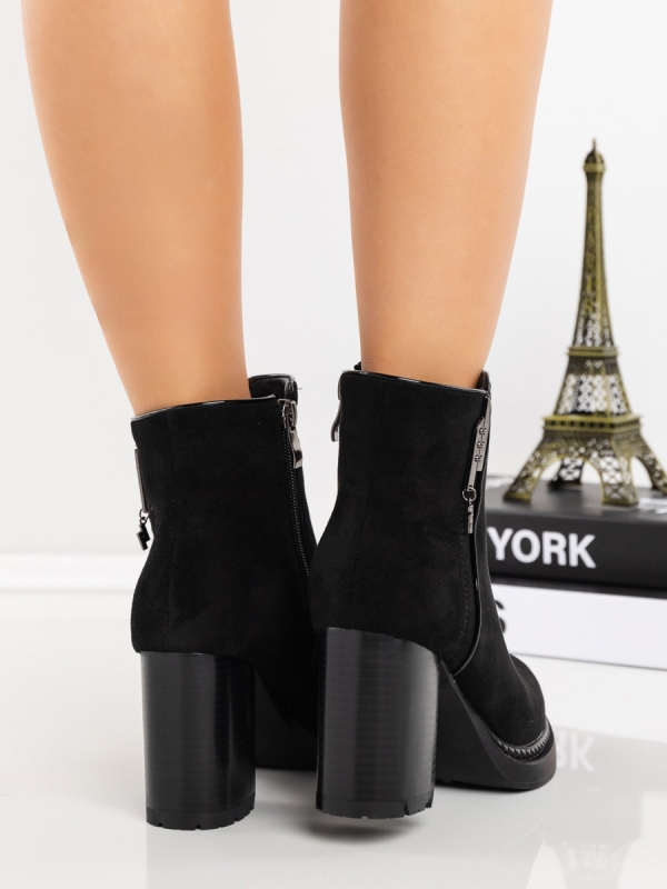 Μποτάκια με χοντρό τακούνι Onaza Μαύρο, 5 - Kalapod.gr
