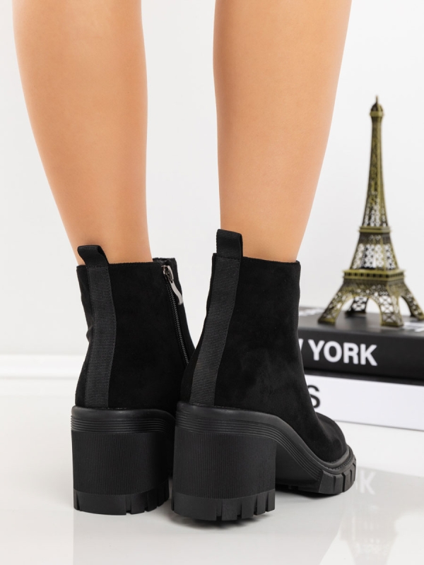 Μποτάκια με χοντρό τακούνι Olana Μαύρο, 5 - Kalapod.gr
