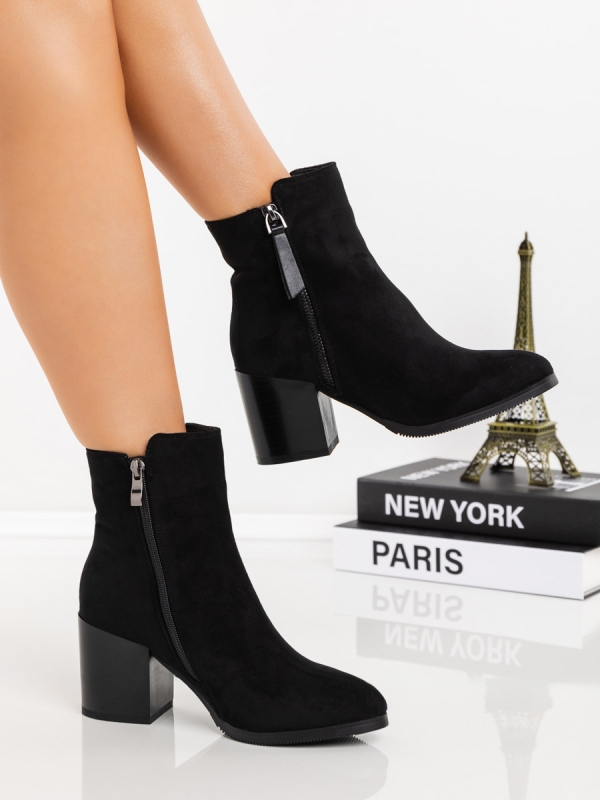 Μποτάκια με χοντρό τακούνι Onaira Μαύρο, 3 - Kalapod.gr