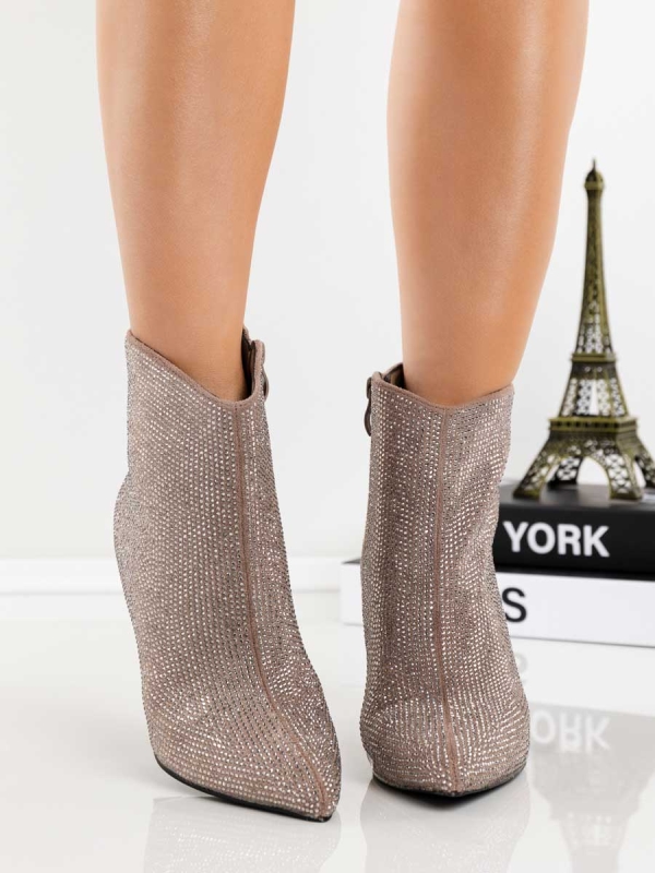 Μποτάκια με λεπτό τακούνι Ondora Χακί, 4 - Kalapod.gr