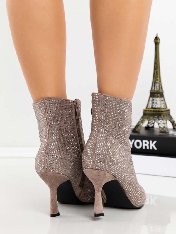 Μποτάκια με λεπτό τακούνι Ondora Χακί, 5 - Kalapod.gr