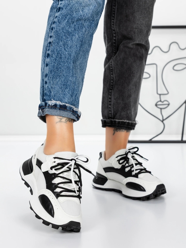 Γυναικεία αθλητικά παπούτσια Mylara Λευκό-Μαύρο, 4 - Kalapod.gr