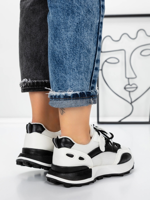 Γυναικεία αθλητικά παπούτσια Mylara Λευκό-Μαύρο, 5 - Kalapod.gr