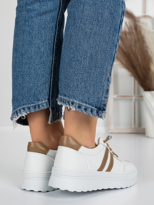 Γυναικεία αθλητικά παπούτσια Fativa  Λευκό-Χακί, 4 - Kalapod.gr