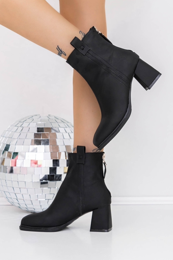 Μποτάκια με χοντρό τακούνι  Alaza Μαύρο, 4 - Kalapod.gr